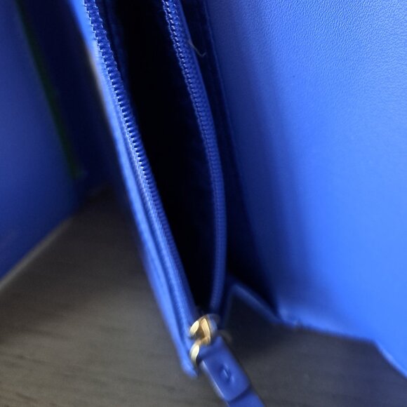 Kate Spade New York Blue Pebbled Leather Trifold Logo Wallet Snap Closure NWT - Picture 10 of 14